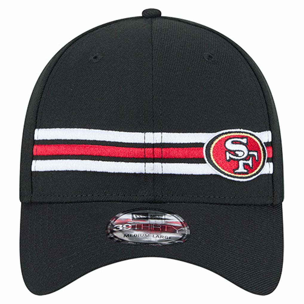 San Francisco 49ers New Era Stripes 39THIRTY Flex Hat - Black Hats