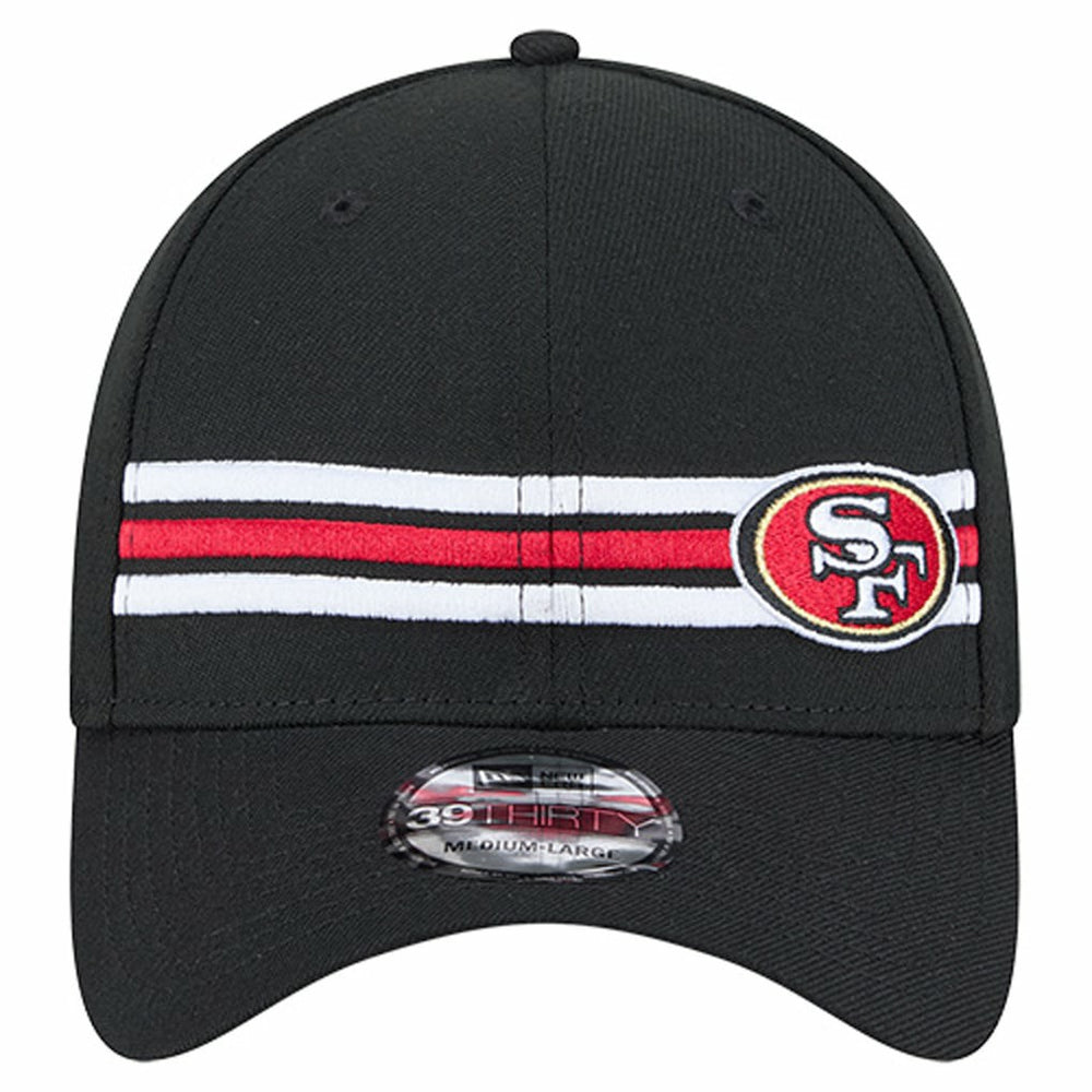 San Francisco 49ers New Era Stripes 39THIRTY Flex Hat - Black Hats