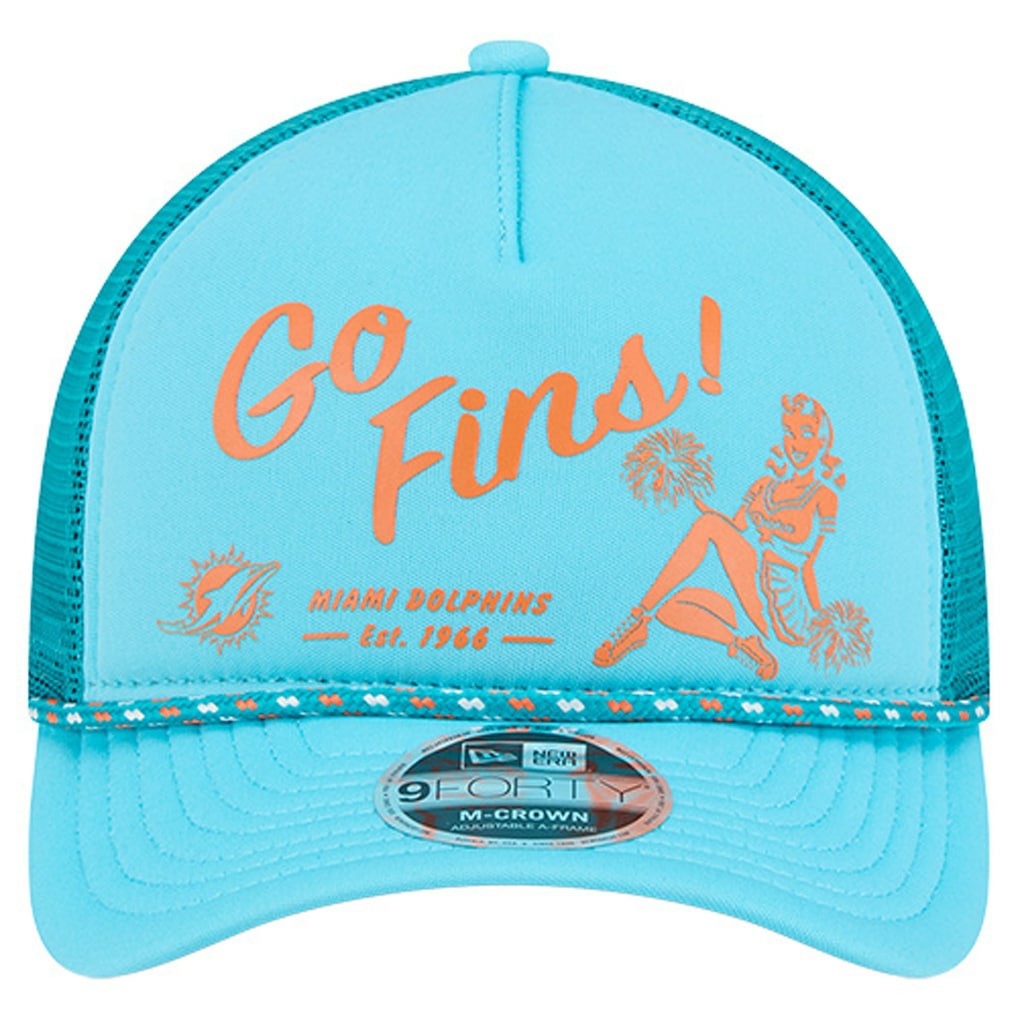Miami Dolphins New Era Gas Station 9FORTY A-Frame M-Crown Adjustable Trucker Hat - Aqua Hats
