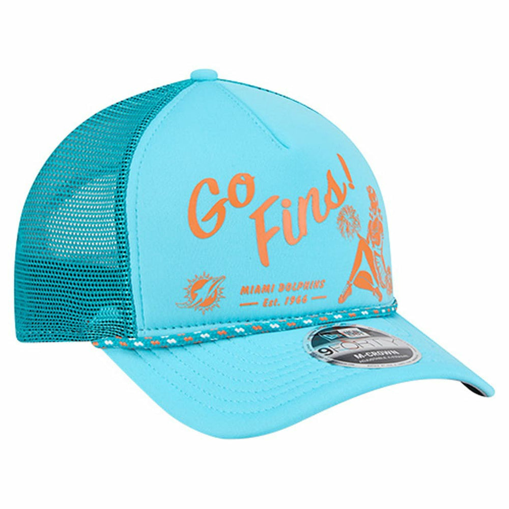 Miami Dolphins New Era Gas Station 9FORTY A-Frame M-Crown Adjustable Trucker Hat - Aqua Hats