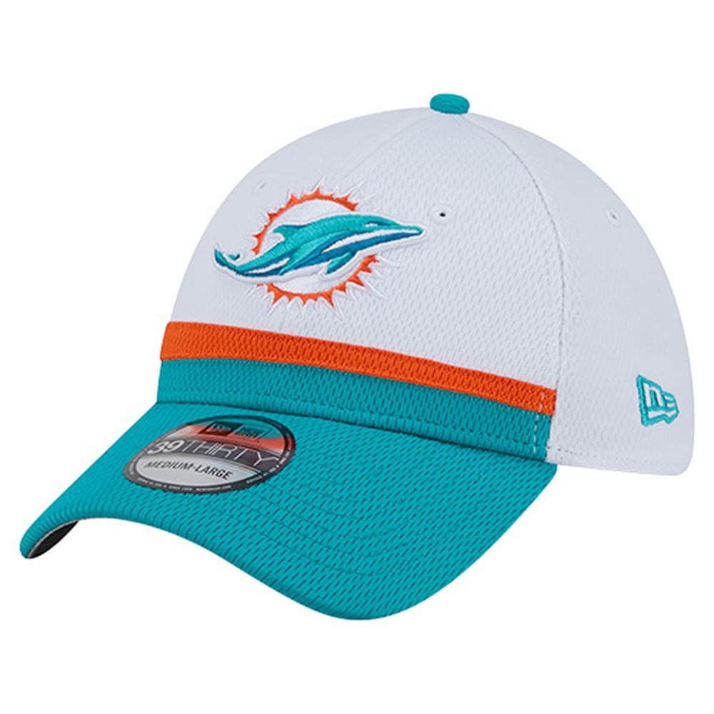 Miami Dolphins New Era Dashmark Rays 39THIRTY Flex Hat - White/Aqua Hats