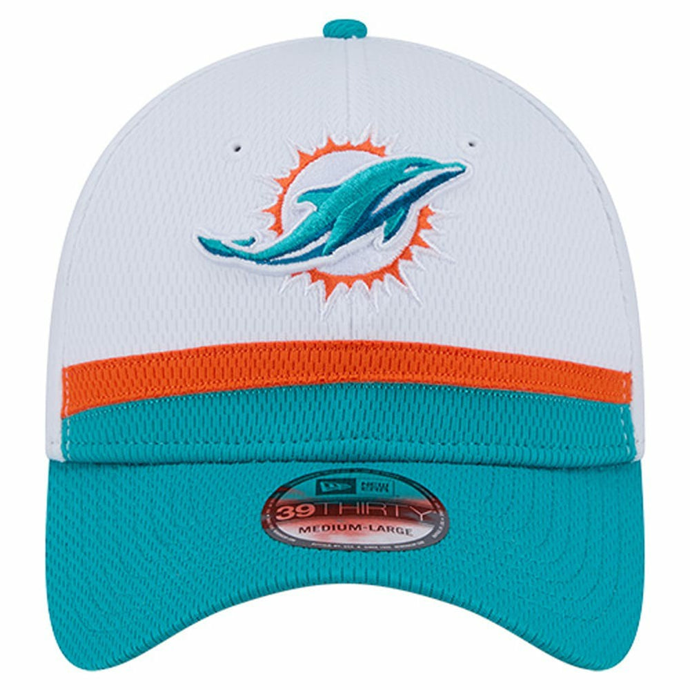 Miami Dolphins New Era Dashmark Rays 39THIRTY Flex Hat - White/Aqua Hats
