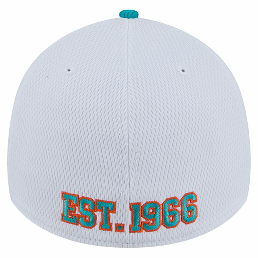 Miami Dolphins New Era Dashmark Rays 39THIRTY Flex Hat - White/Aqua Hats
