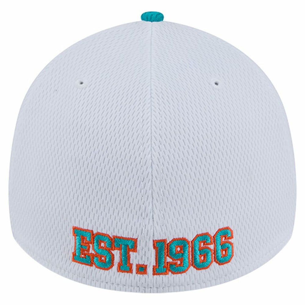 Miami Dolphins New Era Dashmark Rays 39THIRTY Flex Hat - White/Aqua Hats
