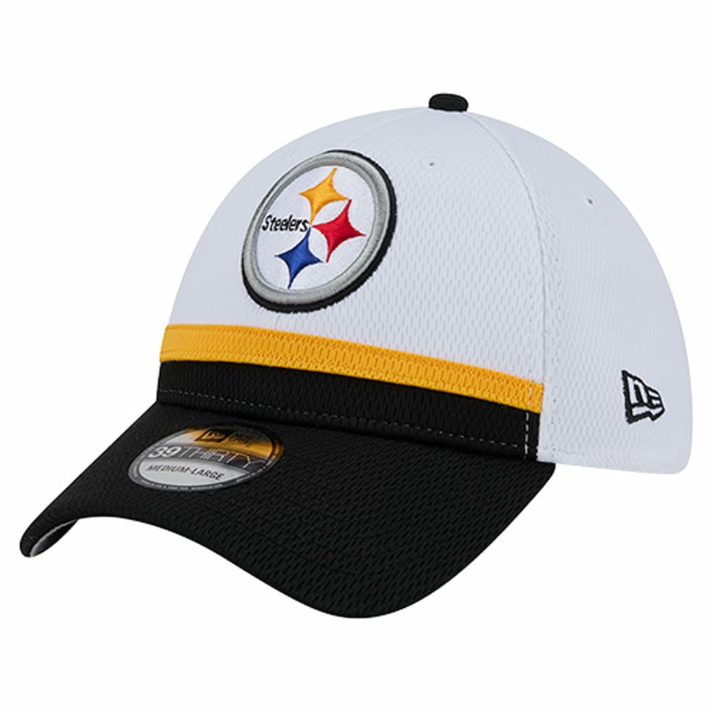 Pittsburgh Steelers New Era Dashmark Rays 39THIRTY Flex Hat - White/Black Hats