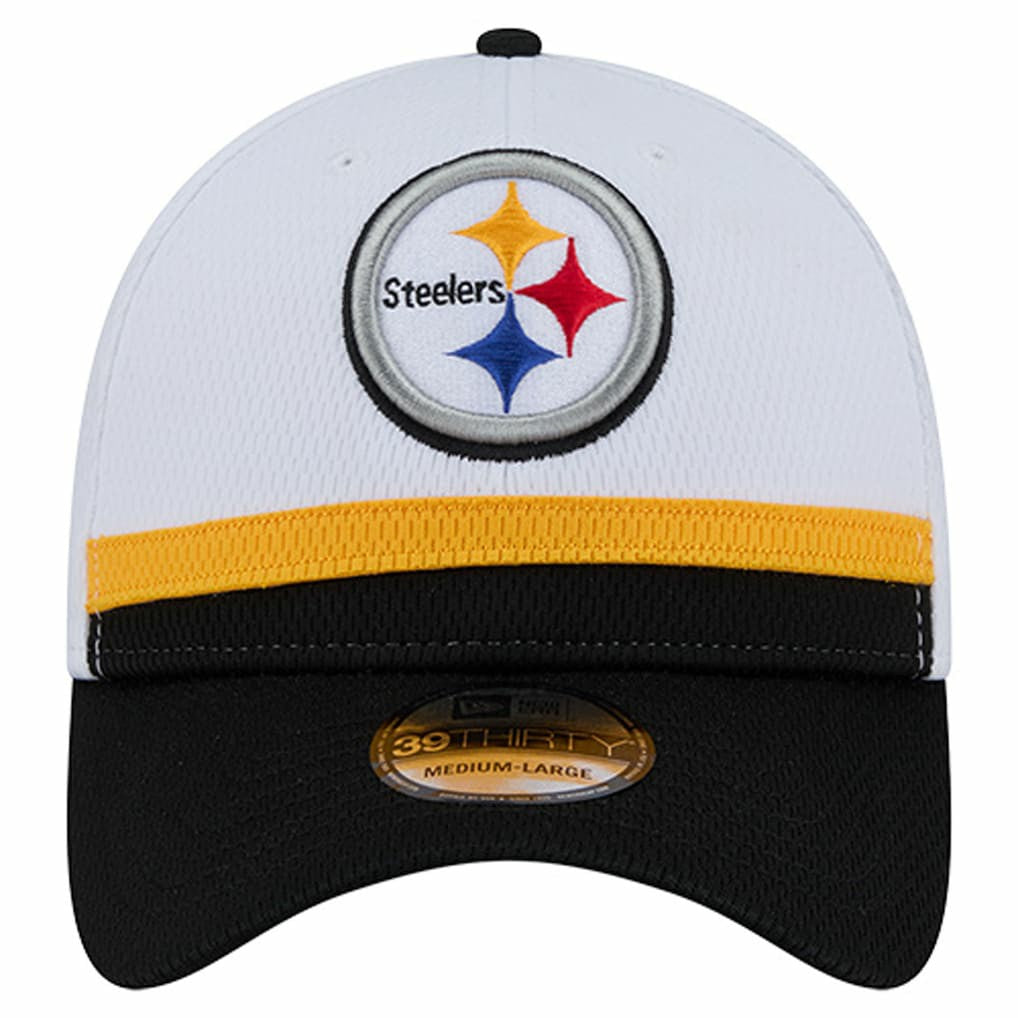 Pittsburgh Steelers New Era Dashmark Rays 39THIRTY Flex Hat - White/Black Hats