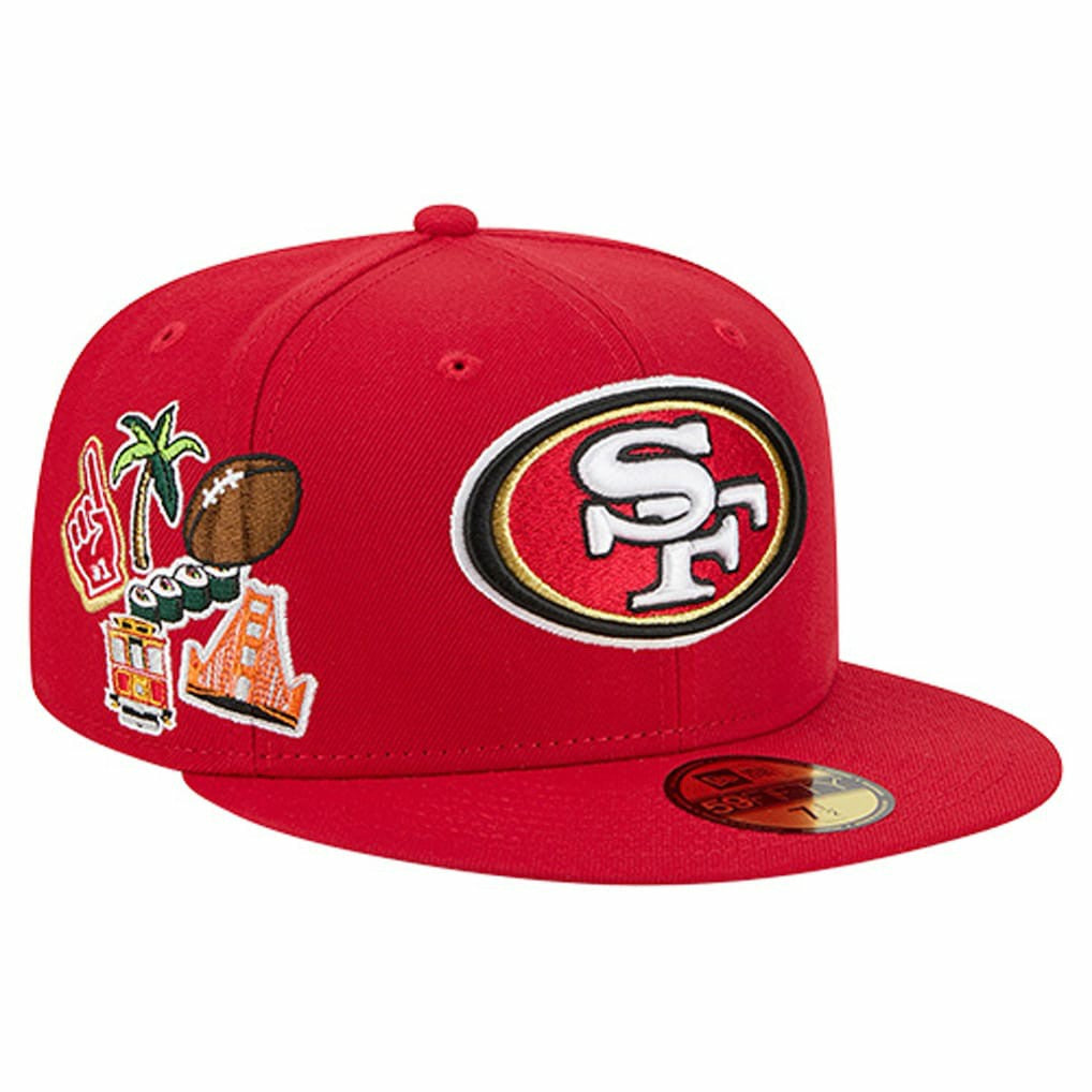 San Francisco 49ers New Era Group Chat 59FIFTY Fitted Hat - Scarlet Hats
