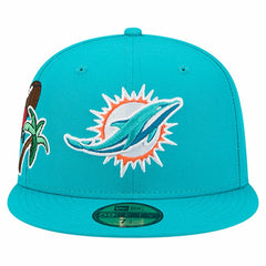 Miami Dolphins New Era Group Chat 59FIFTY Fitted Hat - Aqua Hats