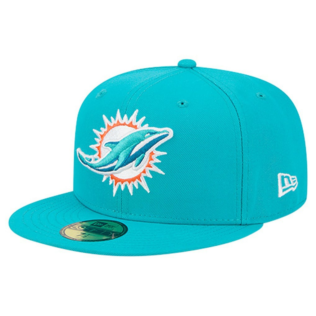 Miami Dolphins New Era Group Chat 59FIFTY Fitted Hat - Aqua Hats