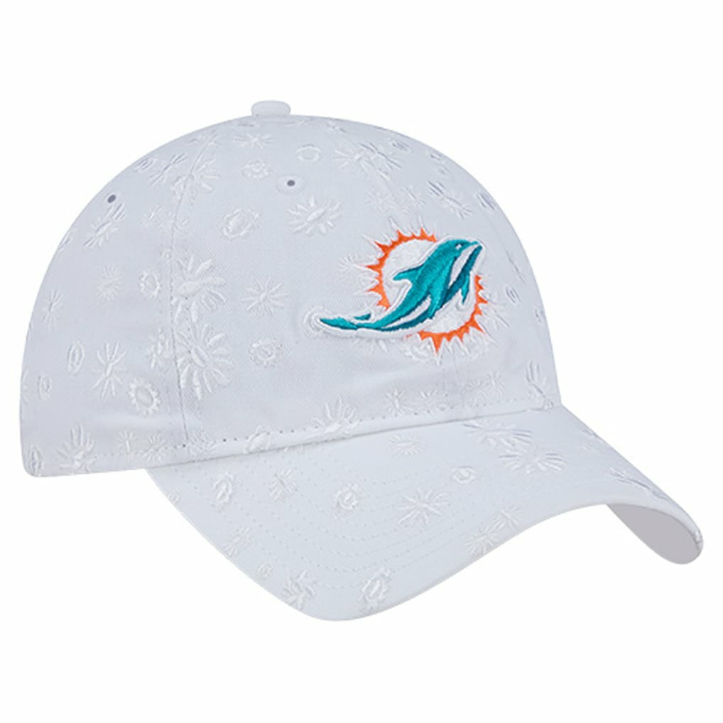 Miami Dolphins New Era Women's Floral 9TWENTY Adjustable Hat - White Hats