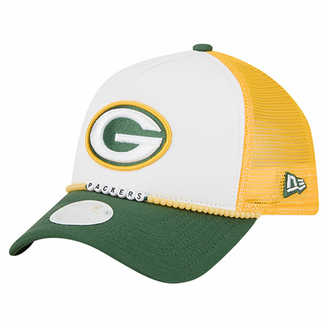 Green Bay Packers New Era Women's Friendship Bracelet 9FORTY Adjustable Hat - White/Green Hats