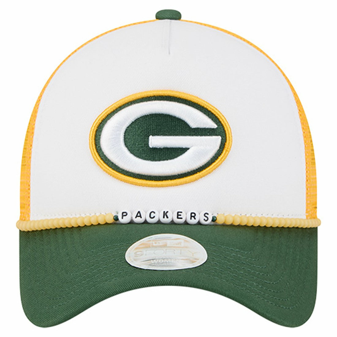 Green Bay Packers New Era Women's Friendship Bracelet 9FORTY Adjustable Hat - White/Green Hats