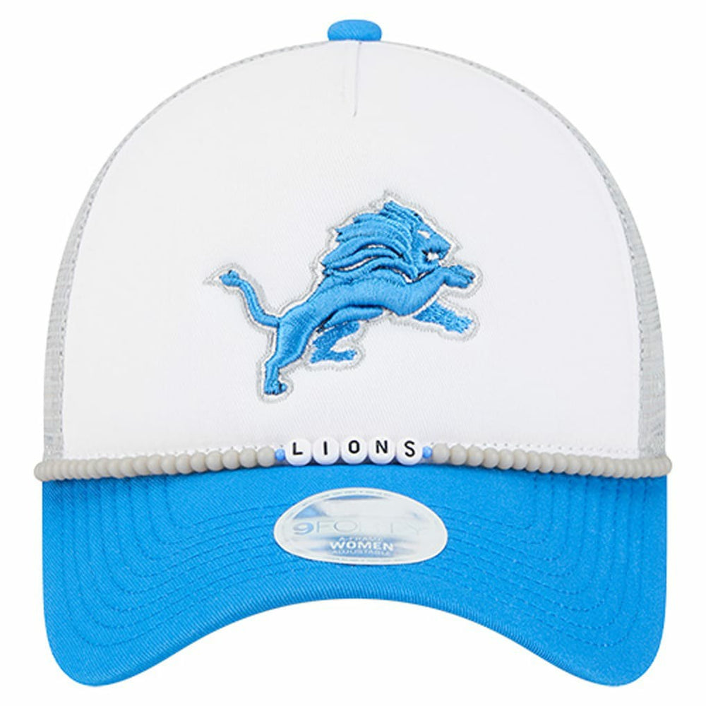 Detroit Lions New Era Women's Friendship Bracelet 9FORTY Adjustable Hat - White/Blue Hats