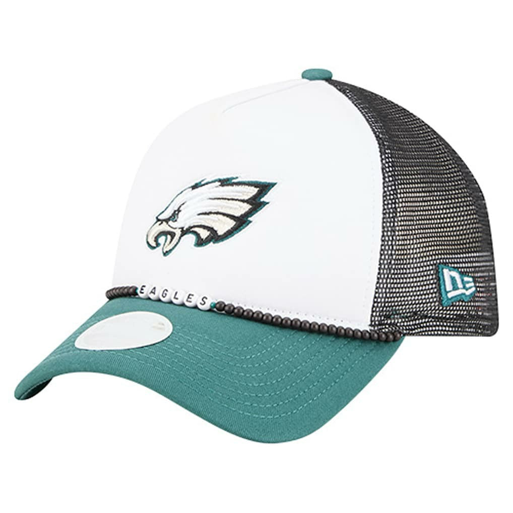 Philadelphia Eagles New Era Women's Friendship Bracelet 9FORTY Adjustable Hat - White/Midnight Green Hats