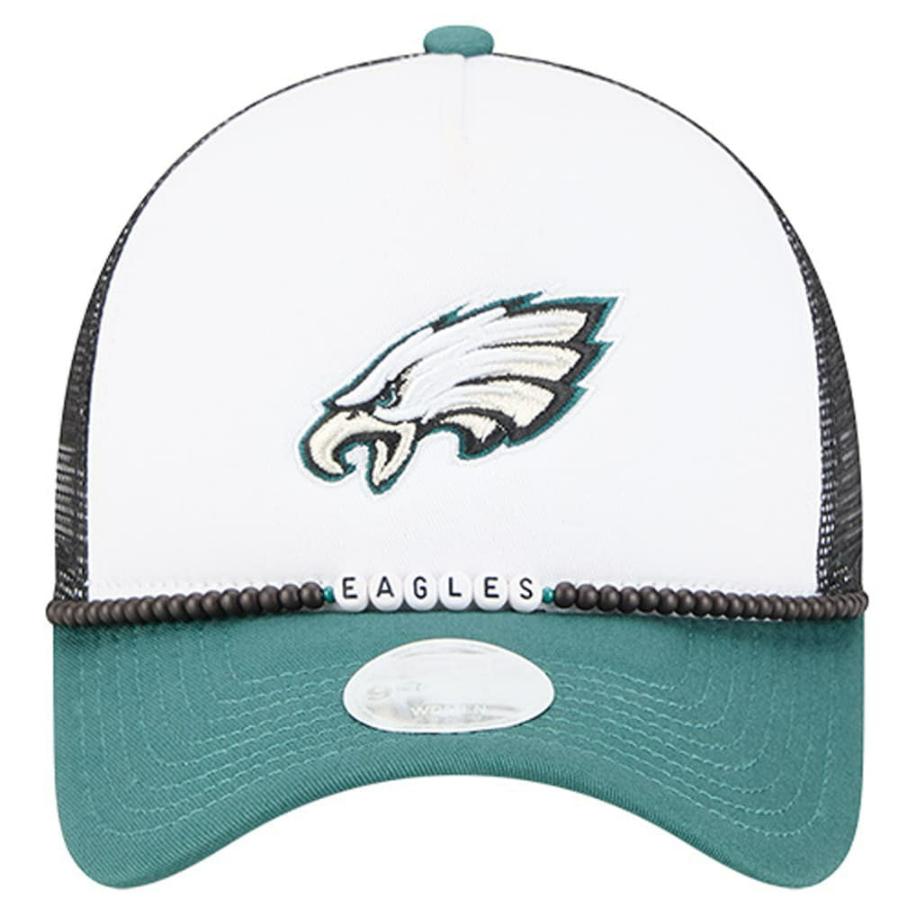 Philadelphia Eagles New Era Women's Friendship Bracelet 9FORTY Adjustable Hat - White/Midnight Green Hats