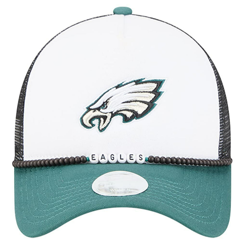 Philadelphia Eagles New Era Women's Friendship Bracelet 9FORTY Adjustable Hat - White/Midnight Green Hats