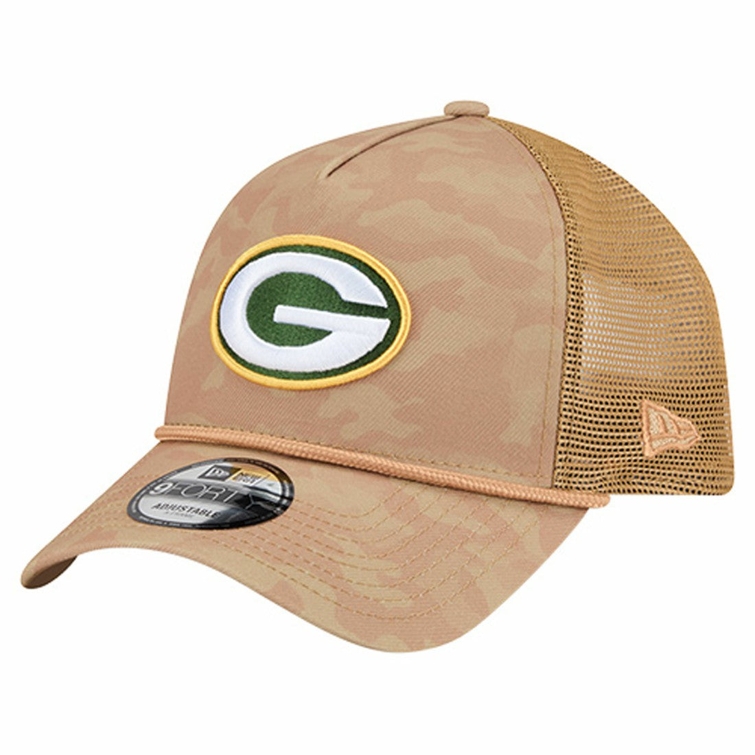 Green Bay Packers New Era Wheat Camo 9FORTY Adjustable Hat - Tan Hats