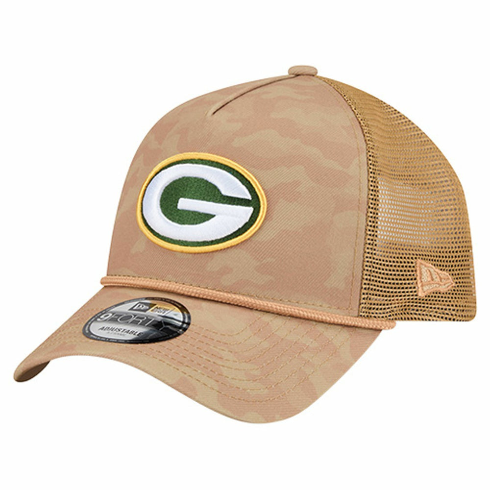 Green Bay Packers New Era Wheat Camo 9FORTY Adjustable Hat - Tan Hats