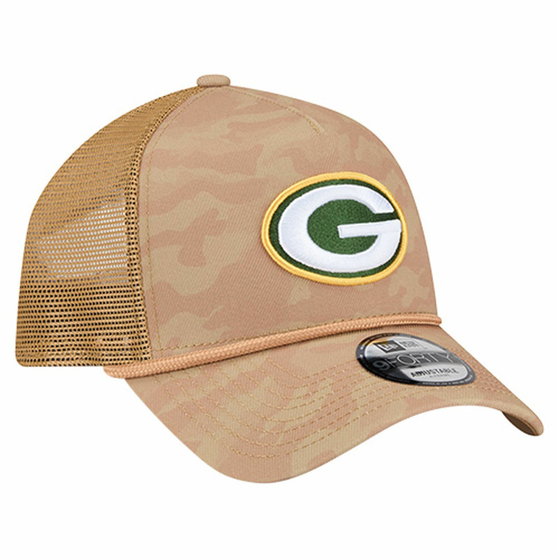 Green Bay Packers New Era Wheat Camo 9FORTY Adjustable Hat - Tan Hats