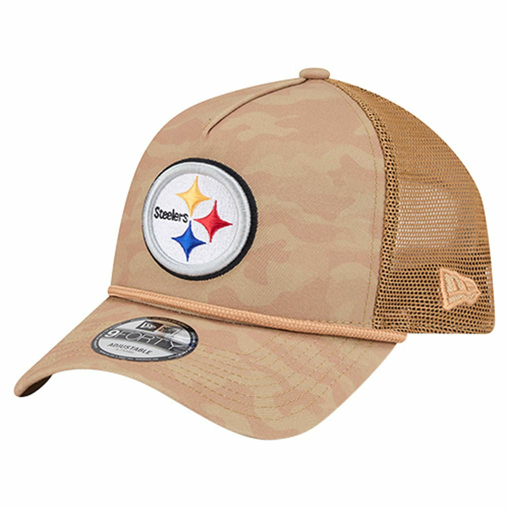 Pittsburgh Steelers New Era Wheat Camo 9FORTY Adjustable Hat - Tan Hats