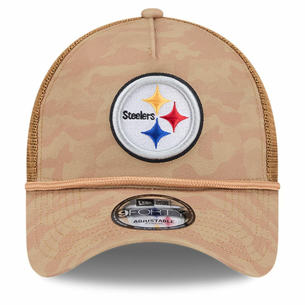 Pittsburgh Steelers New Era Wheat Camo 9FORTY Adjustable Hat - Tan Hats