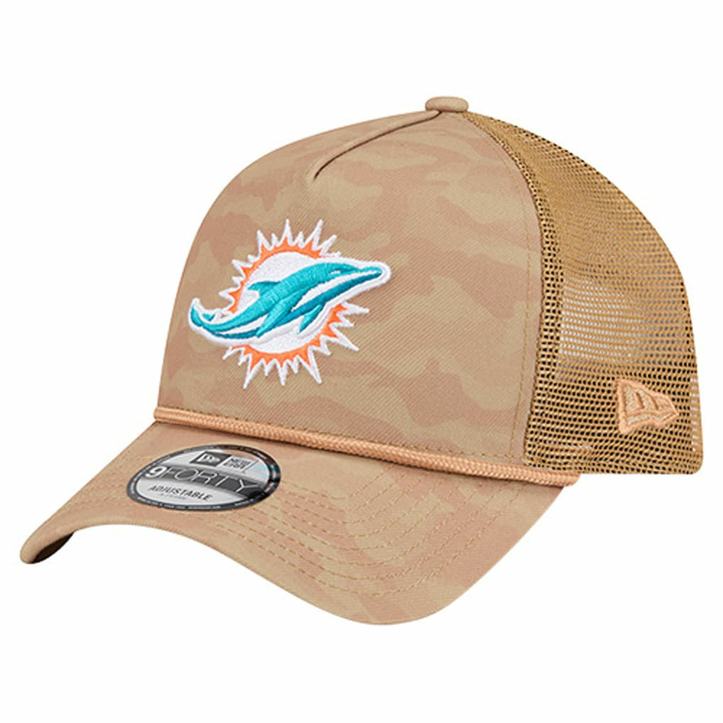 Miami Dolphins New Era Wheat Camo 9FORTY Adjustable Hat - Tan Hats