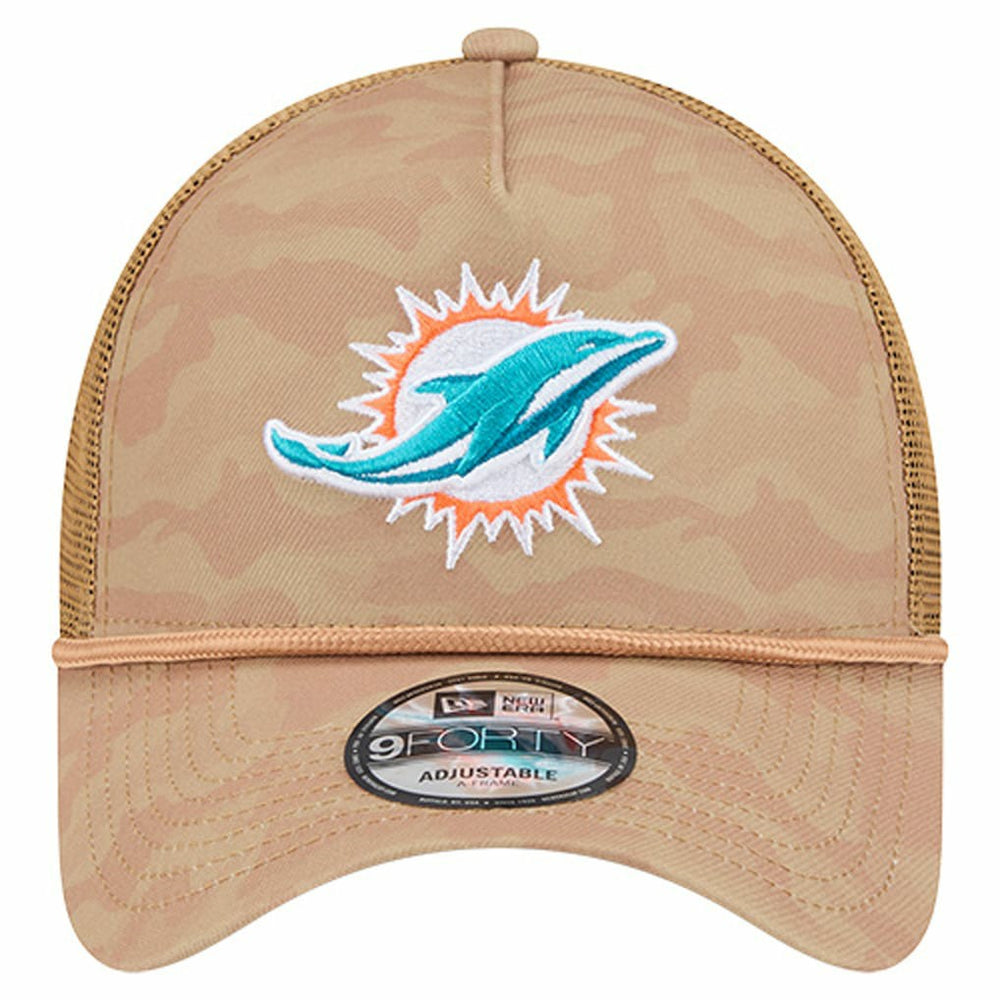Miami Dolphins New Era Wheat Camo 9FORTY Adjustable Hat - Tan Hats