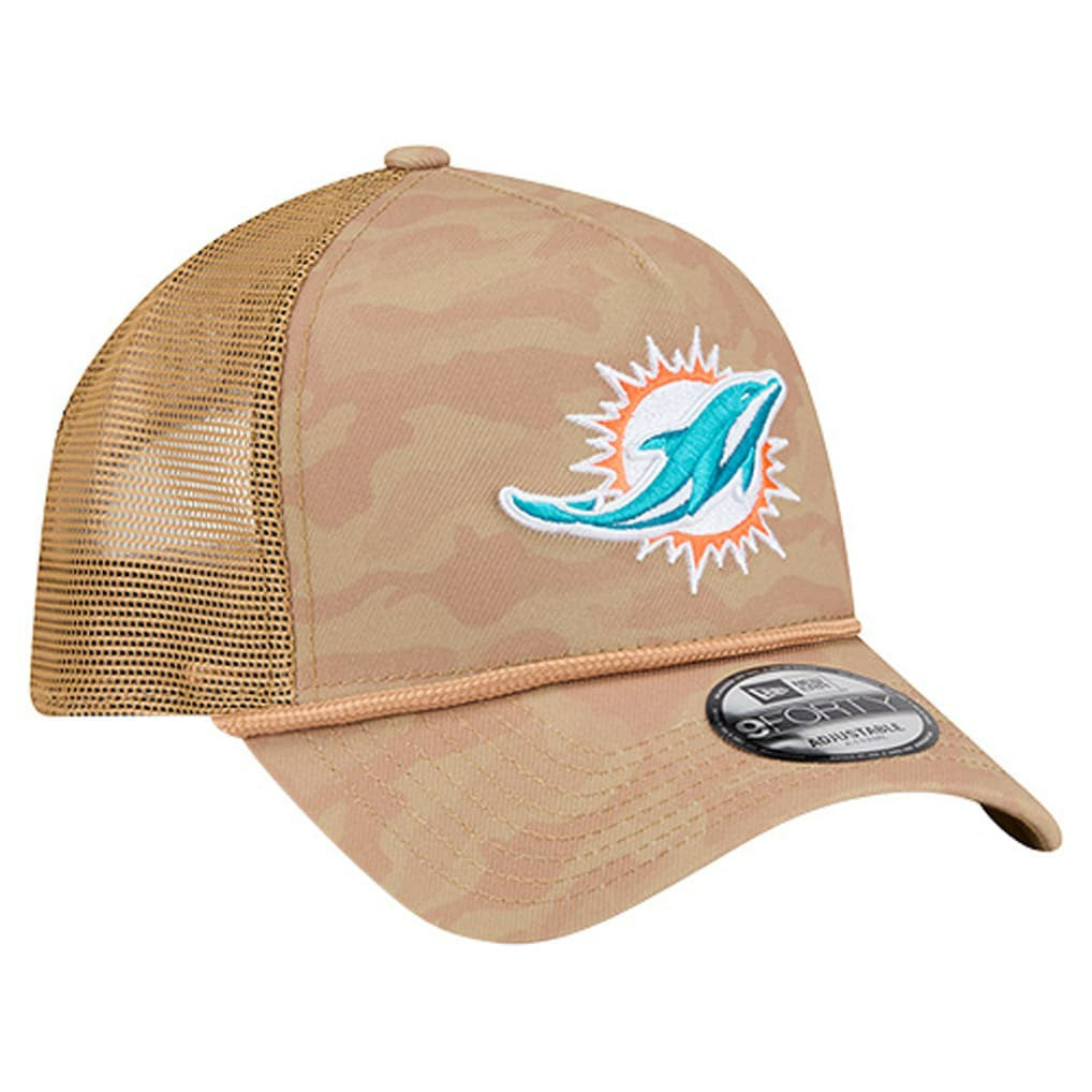 Miami Dolphins New Era Wheat Camo 9FORTY Adjustable Hat - Tan Hats
