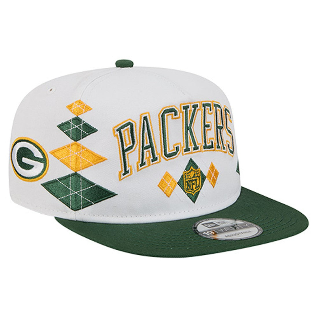Green Bay Packers New Era Argyle 19TWENTY Adjustable Hat - White Hats
