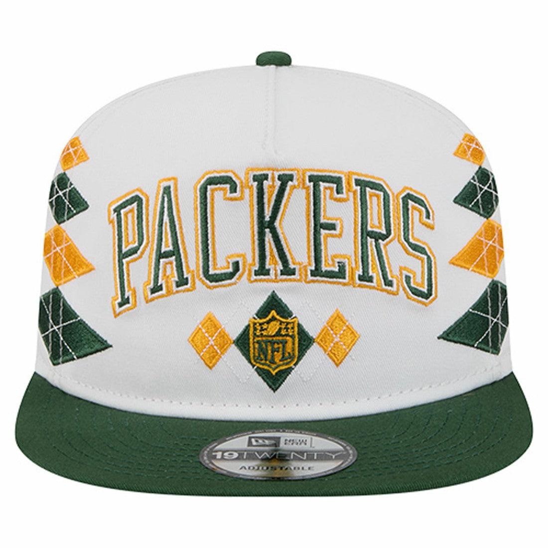 Green Bay Packers New Era Argyle 19TWENTY Adjustable Hat - White Hats
