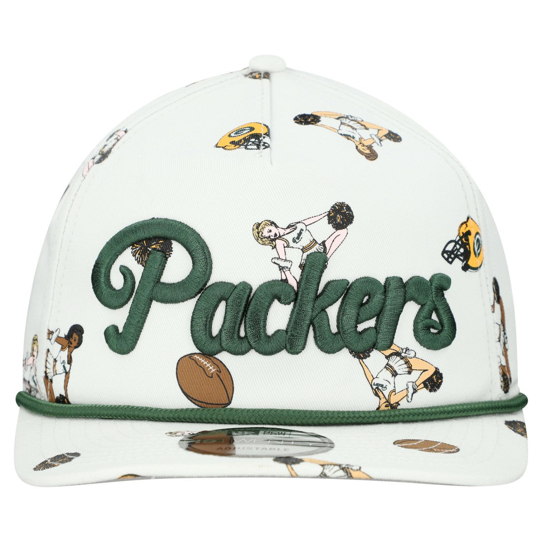 Green Bay Packers New Era Team Cheer 19TWENTY Snapback Hat - White Hats