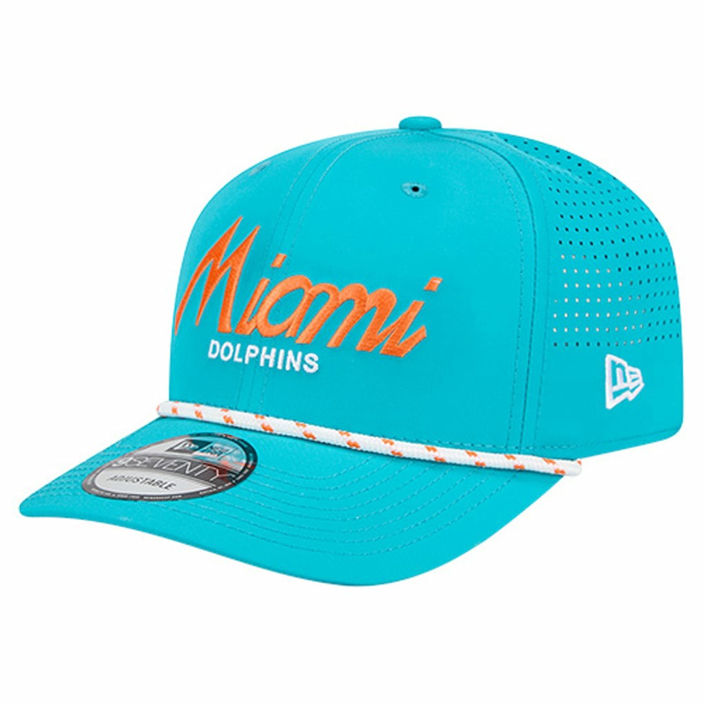 Miami Dolphins New Era Script 9SEVENTY Adjustable Hat - Aqua Hats