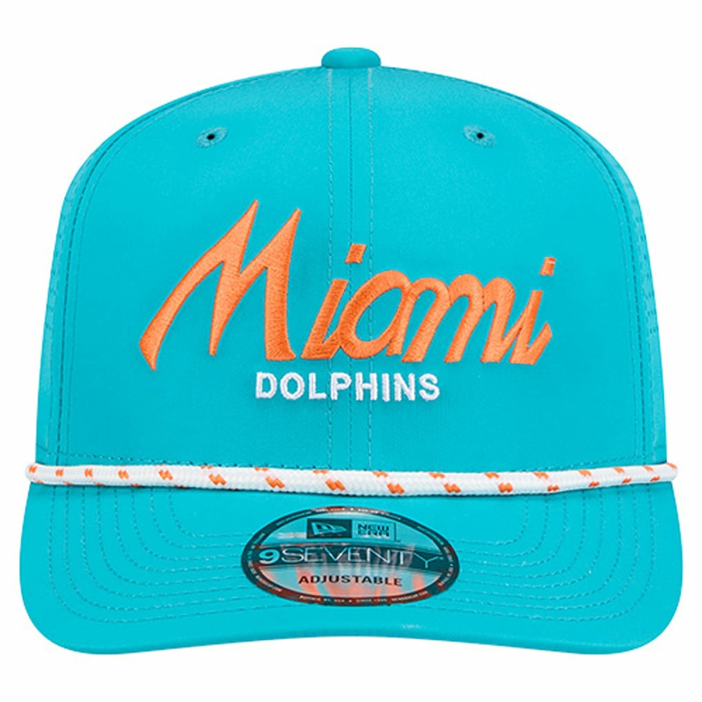 Miami Dolphins New Era Script 9SEVENTY Adjustable Hat - Aqua Hats