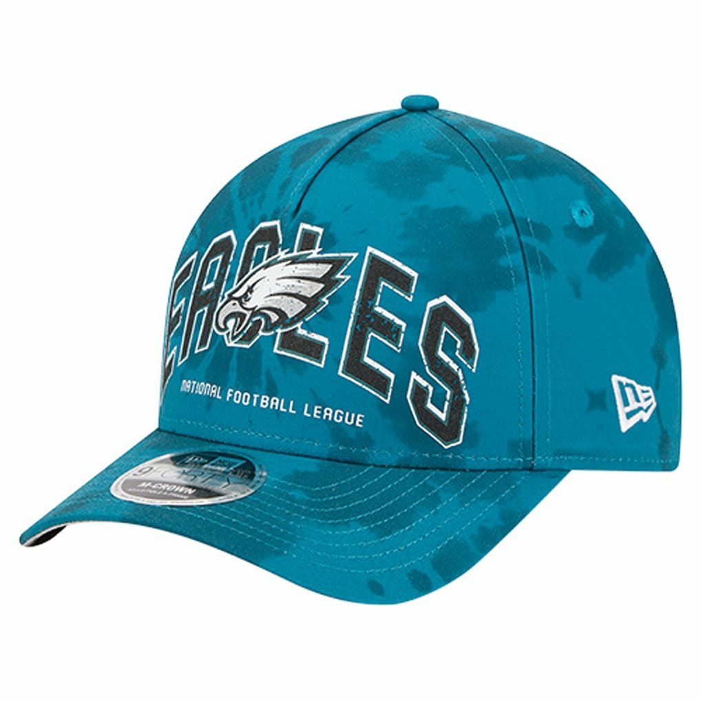 Philadelphia Eagles New Era Tie Dye Fade 9Forty M-Crown A-Frame Adjustable Hat - Midnight Green Hats
