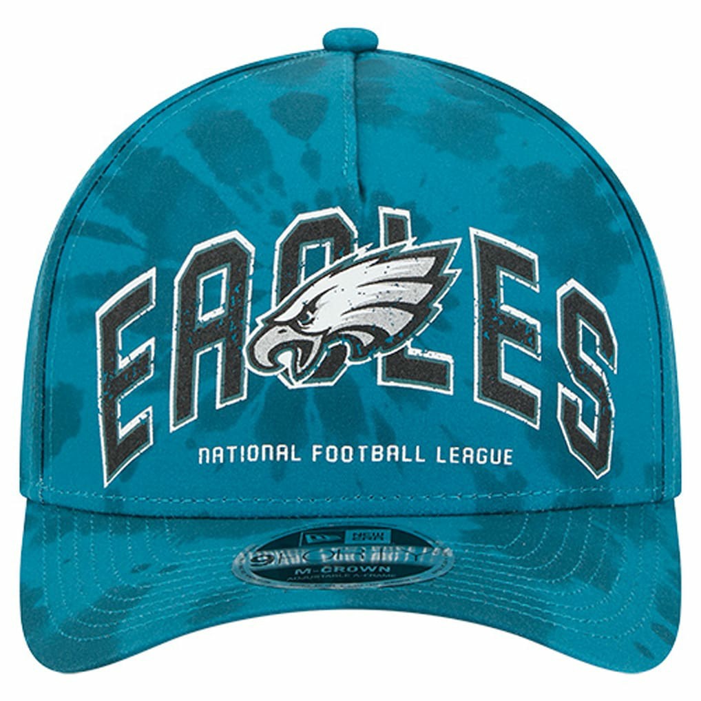 Philadelphia Eagles New Era Tie Dye Fade 9Forty M-Crown A-Frame Adjustable Hat - Midnight Green Hats