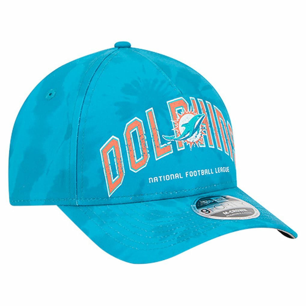 Miami Dolphins New Era Tie Dye Fade 9Forty M-Crown A-Frame Adjustable Hat - Aqua Hats