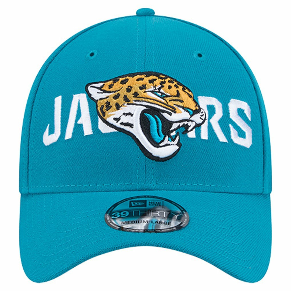 Jacksonville Jaguars New Era Overlap Logo 39THIRTY Stretch Fit Hat - Teal Hats