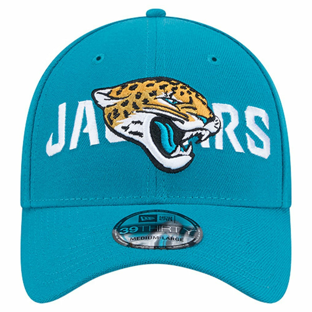 Jacksonville Jaguars New Era Overlap Logo 39THIRTY Stretch Fit Hat - Teal Hats