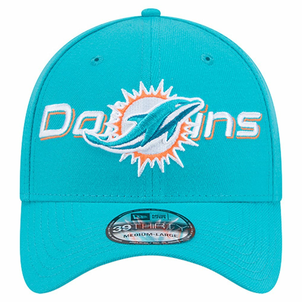 Miami Dolphins New Era Overlap Logo 39THIRTY Stretch Fit Hat - Aqua Hats