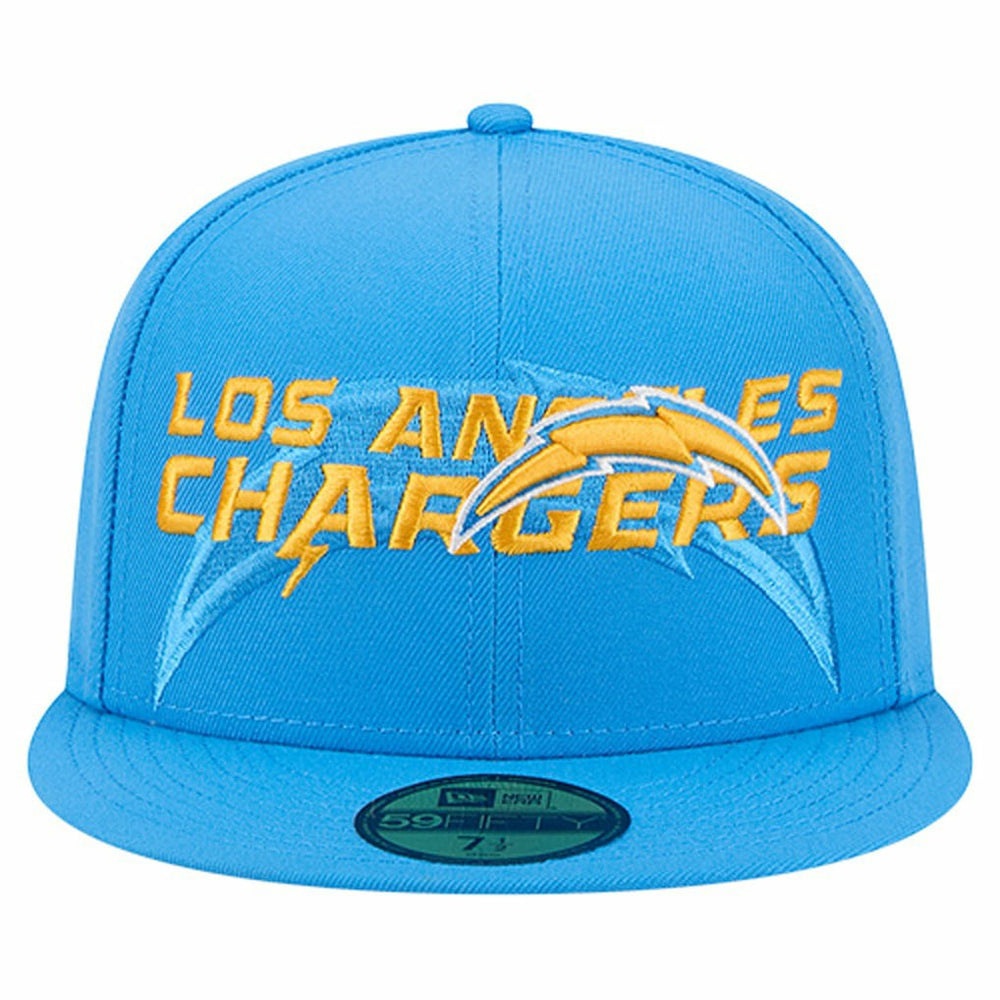 Los Angeles Chargers New Era Overlap Wordmark 59FIFTY Fitted Hat - Powder Blue Hats