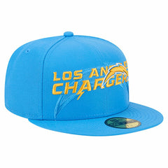Los Angeles Chargers New Era Overlap Wordmark 59FIFTY Fitted Hat - Powder Blue Hats