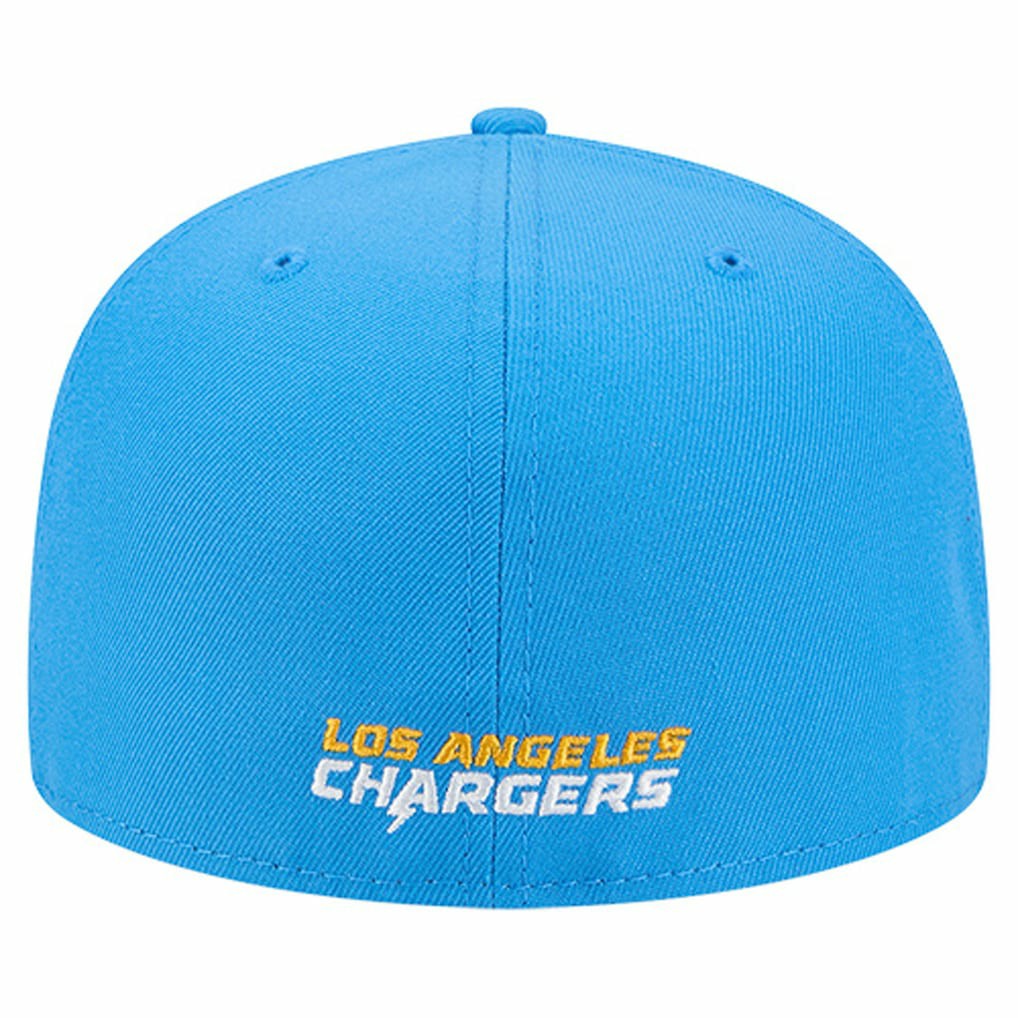 Los Angeles Chargers New Era Overlap Wordmark 59FIFTY Fitted Hat - Powder Blue Hats
