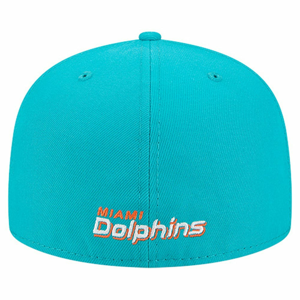 Miami Dolphins New Era Overlap Wordmark 59FIFTY Fitted Hat - Aqua Hats