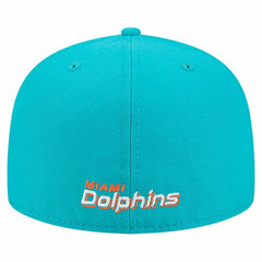 Miami Dolphins New Era Overlap Wordmark 59FIFTY Fitted Hat - Aqua Hats