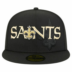 New Orleans Saints New Era Overlap Wordmark 59FIFTY Fitted Hat - Black Hats