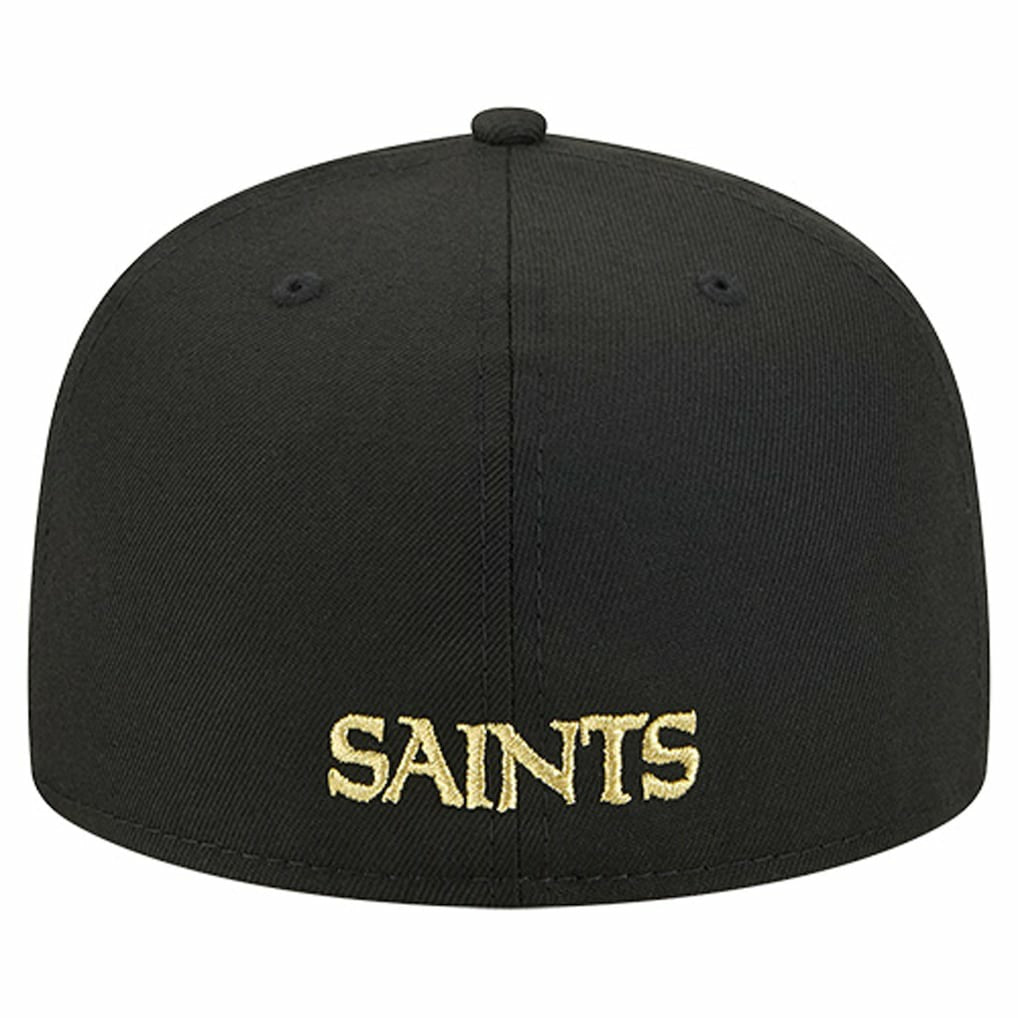 New Orleans Saints New Era Overlap Wordmark 59FIFTY Fitted Hat - Black Hats
