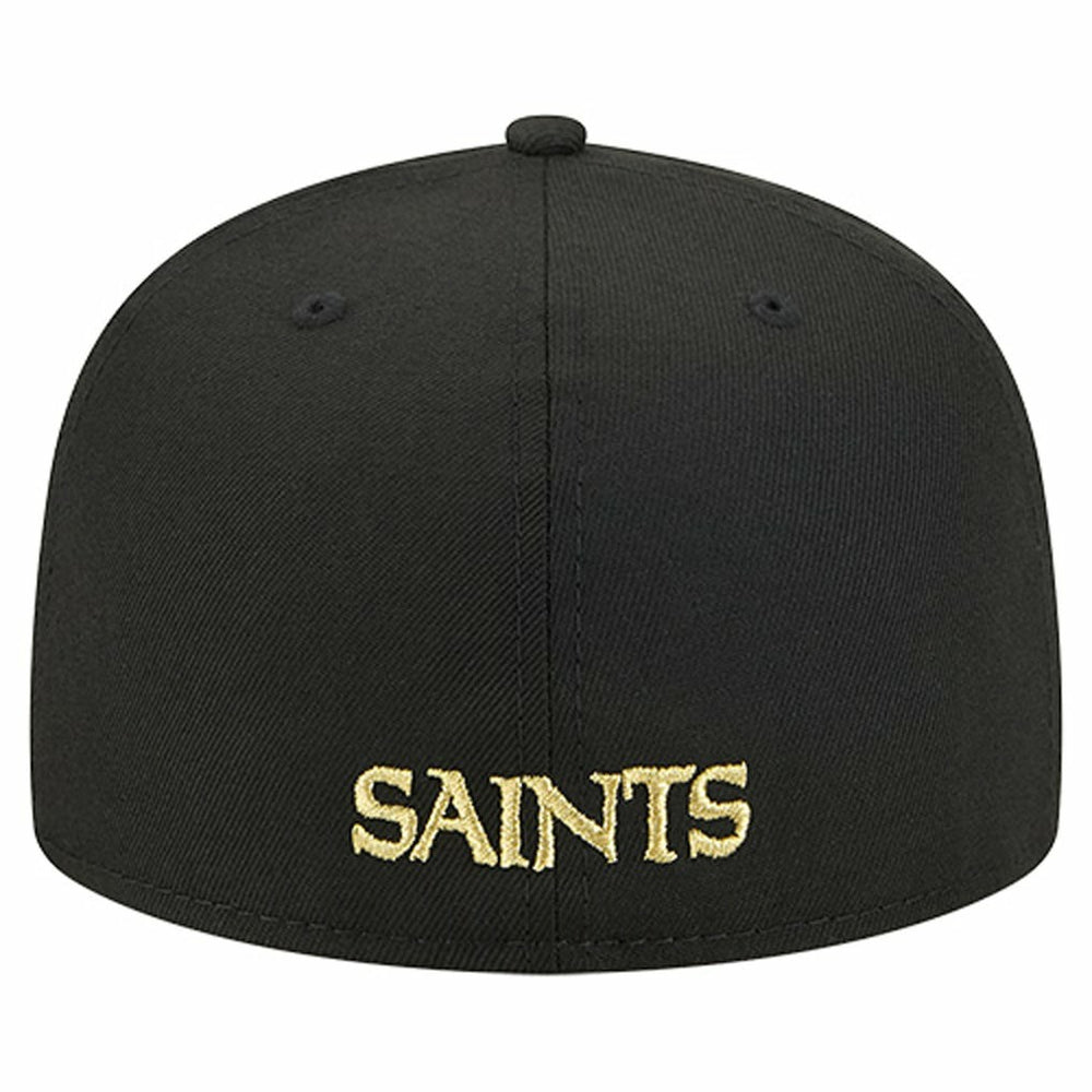 New Orleans Saints New Era Overlap Wordmark 59FIFTY Fitted Hat - Black Hats