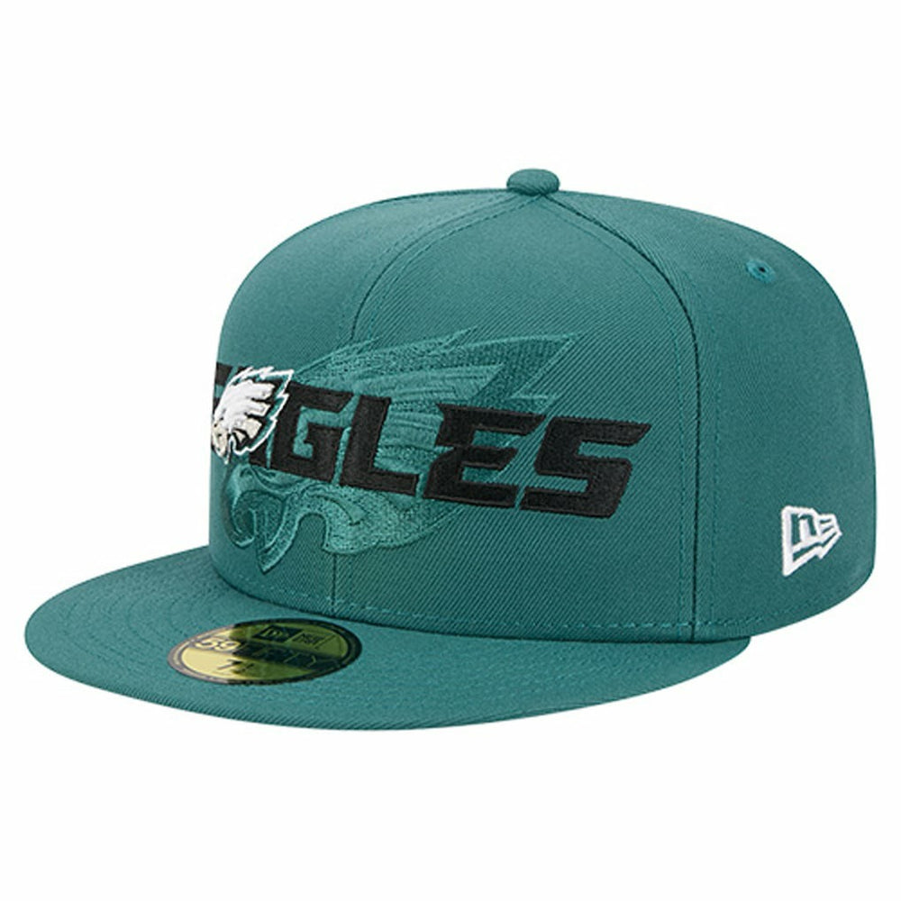 Philadelphia Eagles New Era Overlap Wordmark 59FIFTY Fitted Hat - Midnight Green Hats