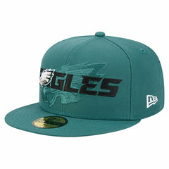 Philadelphia Eagles New Era Overlap Wordmark 59FIFTY Fitted Hat - Midnight Green Hats