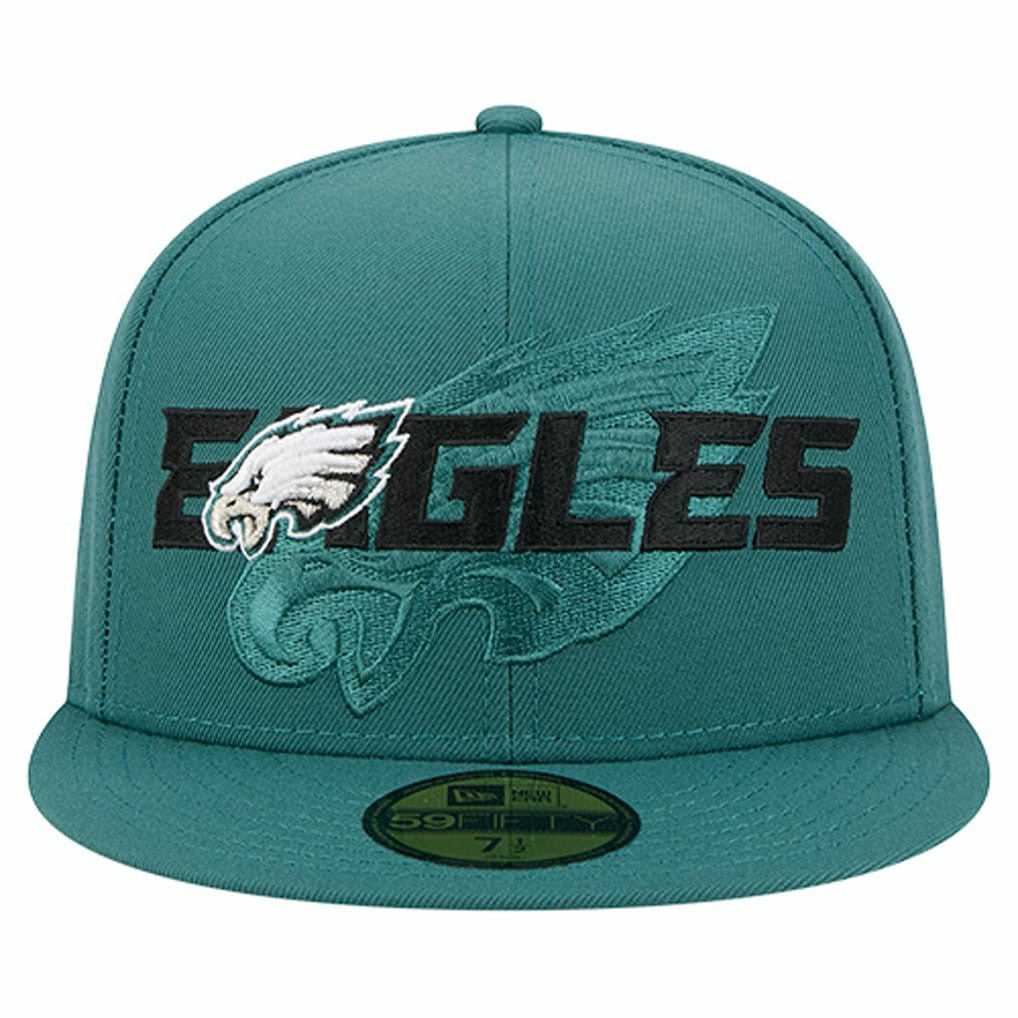 Philadelphia Eagles New Era Overlap Wordmark 59FIFTY Fitted Hat - Midnight Green Hats